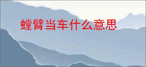 螳臂当车什么意思