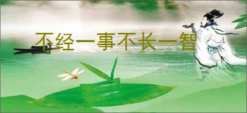 不经一事不长一智