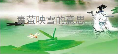 囊萤映雪的意思